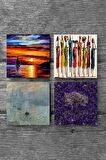 Claude Monet İzlenim Gün Doğumu, Hayat Ağacı, Yerli Kadınlar, Deniz Manzarası Taş Bardak Altlığı Masaüstü Koruyucu Altlık 4 Parça Set 10x10cm Stone Coasters