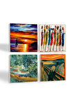 Van Gogh Auvers'deki Oise Bankası, Çığlık, Yerli Kadınlar, Deniz Manzarası Taş Bardak Altlığı Masaüstü Koruyucu Altlık 4 Parça Set 10x10cm Stone Coasters