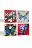 Kelebek, Fil, Kuş Taş Bardak Altlığı Masaüstü Koruyucu Altlık 4 Parça Set 10x10cm Stone Coasters