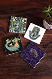 Hayat Ağacı, Şahmeran, Fatma Ana Eli (Hamsa) Taş Bardak Altlığı Masaüstü Koruyucu Altlık 4 Parça Set 10x10cm Stone Coasters