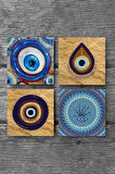 Nazar Taş Bardak Altlığı Masaüstü Koruyucu Altlık 4 Parça Set 10x10cm Stone Coasters