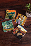 Dalí Belleğin Azmi, Van Gogh Oise Bankası, Çığlık, Klimt Aile Kucaklama Taş Bardak Altlığı Masaüstü Koruyucu Altlık 4 Parça Set 10x10cm Stone Coasters
