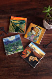Dalí Belleğin Azmi, Van Gogh Zeytin Ağaçları, Çığlık, Klimt Aile Kucaklama Taş Bardak Altlığı Masaüstü Koruyucu Altlık 4 Parça Set 10x10cm Stone Coasters