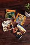 Dalí Belleğin Azmi, Çığlık, Gustav Klimt Aile Kucaklama, Aziz Stephen Üçlemesi Taş Bardak Altlığı Masaüstü Koruyucu Altlık 4 Parça Set 10x10cm Stone Coasters