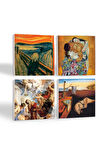 Dalí Belleğin Azmi, Çığlık, Gustav Klimt Aile Kucaklama, Aziz Stephen Üçlemesi Taş Bardak Altlığı Masaüstü Koruyucu Altlık 4 Parça Set 10x10cm Stone Coasters