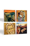 Salvador Dalí Belleğin Azmi, Çığlık, Mozaik Serisi, Gustav Klimt Aile Kucaklama Taş Bardak Altlığı Masaüstü Koruyucu Altlık 4 Parça Set 10x10cm Stone Coasters