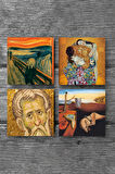 Salvador Dalí Belleğin Azmi, Çığlık, Mozaik Serisi, Gustav Klimt Aile Kucaklama Taş Bardak Altlığı Masaüstü Koruyucu Altlık 4 Parça Set 10x10cm Stone Coasters