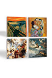 Çığlık, Klimt Aile Kucaklama, Ruhların Geçişi, Aziz Stephen Üçlemesi Taş Bardak Altlığı Masaüstü Koruyucu Altlık 4 Parça Set 10x10cm Stone Coasters