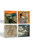 Çığlık, Mozaik Serisi, Gustav Klimt Aile Kucaklama, Ruhların Geçişi Louis Janmot Taş Bardak Altlığı Masaüstü Koruyucu Altlık 4 Parça Set 10x10cm Stone Coasters