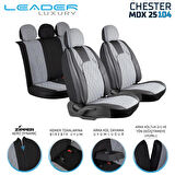 Subaru İmpreza Lüx Yarı Deri Oto Koltuk Kılıfı Ön Arka Takım Chester FÜME