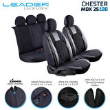 Volvo 240 Lüx Yarı Deri Oto Koltuk Kılıfı Ön Arka Takım Chester SİYAH