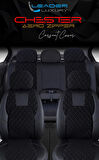 Chery Tiggo Lüx Yarı Deri Oto Koltuk Kılıfı Ön Arka Takım Chester SİYAH BEYAZ