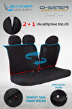 Citroen C5 Lüx Yarı Deri Oto Koltuk Kılıfı Ön Arka Takım Chester SİYAH KIRMIZI