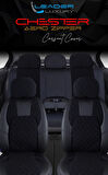 Bmw X1 Lüx Yarı Deri Oto Koltuk Kılıfı Ön Arka Takım Chester SİYAH MAVİ