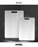 2 Li Set/Paslanmaz Çelik Kesme Tahtası/24x36 Cm/20x30 Cm/Kaydırmaz Silikon Tabanlı/Yıkanabilir