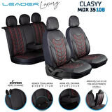 Citroen C3 Air Cros Lüx Deri Oto Koltuk Kılıfı Ön Arka Takım Classy Serisi KIRMIZI SİYAH