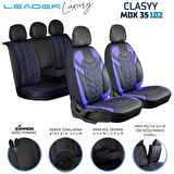 
Fiat Uno Lüx Deri Oto Koltuk Kılıfı Ön Arka Takım Classy Serisi SİYAH MAVİ