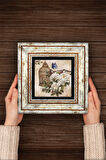Kelebekli Çiçek Taş Duvar Tablosu Çerçeveli Duvar Dekoru Wall Art