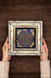 Yaşam Çiçeği Taş Duvar Tablosu Çerçeveli Duvar Dekoru Wall Art