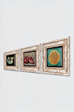 Lotus Çiçeği, Şahmeran, Nar Taş Duvar Tablosu Çerçeveli Duvar Dekoru 3 Parça Tablo Seti Wall Art