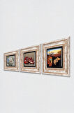 Salvador Dalí Belleğin Azmi, Kelebekli Çiçek, Nar Taş Duvar Tablosu Çerçeveli Duvar Dekoru 3 Parça Tablo Seti Wall Art