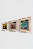 Van Gogh İrisler, Leonardo da Vinci Mona Lisa, Nar Taş Duvar Tablosu Çerçeveli Duvar Dekoru 3 Parça Tablo Seti Wall Art