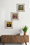 Van Gogh Yatak Odası, Leonardo da Vinci Mona Lisa, Nar Taş Duvar Tablosu Çerçeveli Duvar Dekoru 3 Parça Tablo Seti Wall Art