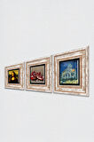 Van Gogh Kilise, Leonardo da Vinci Mona Lisa, Nar Taş Duvar Tablosu Çerçeveli Duvar Dekoru 3 Parça Tablo Seti Wall Art