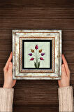 Lale Ebru Sanatı Taş Duvar Tablosu Çerçeveli Duvar Dekoru Wall Art