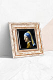 Johannes Vermeer İnci Küpeli Kız Taş Duvar Tablosu Çerçeveli Duvar Dekoru Wall Art