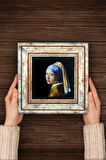 Johannes Vermeer İnci Küpeli Kız Taş Duvar Tablosu Çerçeveli Duvar Dekoru Wall Art