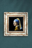 Johannes Vermeer İnci Küpeli Kız Taş Duvar Tablosu Çerçeveli Duvar Dekoru Wall Art