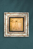 Leonardo da Vinci Vitruvius Adamı Taş Duvar Tablosu Çerçeveli Duvar Dekoru Wall Art