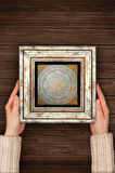 Sri Yantra Taş Duvar Tablosu Çerçeveli Duvar Dekoru Wall Art