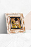Gustav Klimt Öpücük Taş Duvar Tablosu Çerçeveli Duvar Dekoru Wall Art