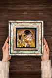 Gustav Klimt Öpücük Taş Duvar Tablosu Çerçeveli Duvar Dekoru Wall Art