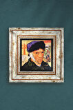Van Gogh Kulağı Bandajlı Otoportre Taş Duvar Tablosu Çerçeveli Duvar Dekoru Wall Art