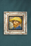 Van Gogh Hasır Şapkalı Otoportre Taş Duvar Tablosu Çerçeveli Duvar Dekoru Wall Art