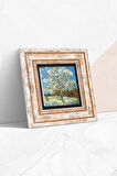 Van Gogh Çiçeklenen Pembe Şeftali Ağacı Taş Duvar Tablosu Çerçeveli Duvar Dekoru Wall Art