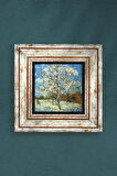Van Gogh Çiçeklenen Pembe Şeftali Ağacı Taş Duvar Tablosu Çerçeveli Duvar Dekoru Wall Art