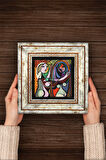 Picasso Ayna Karşısındaki Kız Taş Duvar Tablosu Çerçeveli Duvar Dekoru Wall Art
