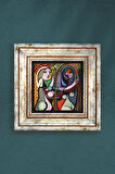 Picasso Ayna Karşısındaki Kız Taş Duvar Tablosu Çerçeveli Duvar Dekoru Wall Art