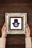 Fatma Ana Eli (Hamsa) Nazar Taş Duvar Tablosu Çerçeveli Duvar Dekoru Wall Art