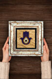 Fatma Ana Eli (Hamsa) Nazar Taş Duvar Tablosu Çerçeveli Duvar Dekoru Wall Art