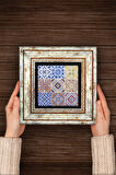 Etnik Desen Taş Duvar Tablosu Çerçeveli Duvar Dekoru Wall Art
