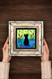 Kedi Taş Duvar Tablosu Çerçeveli Duvar Dekoru Wall Art
