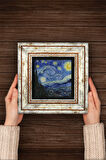 Van Gogh Yıldızlı Gece Taş Duvar Tablosu Çerçeveli Duvar Dekoru Wall Art