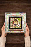 Baykuş Taş Duvar Tablosu Çerçeveli Duvar Dekoru Wall Art