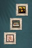 Leonardo da Vinci Taş Duvar Tablosu Çerçeveli Duvar Dekoru 3 Parça Tablo Seti Wall Art