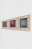 Mandala, Fil, Yaşam Çiçeği Taş Duvar Tablosu Çerçeveli Duvar Dekoru 3 Parça Tablo Seti Wall Art